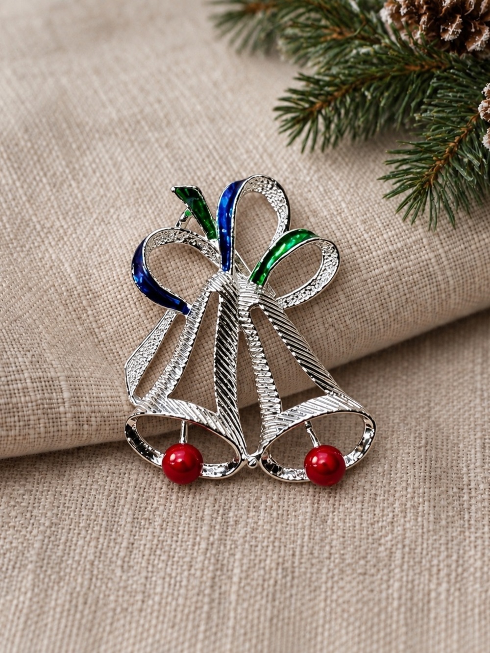 Vintage Gerry Double Christmas Bell Brooch